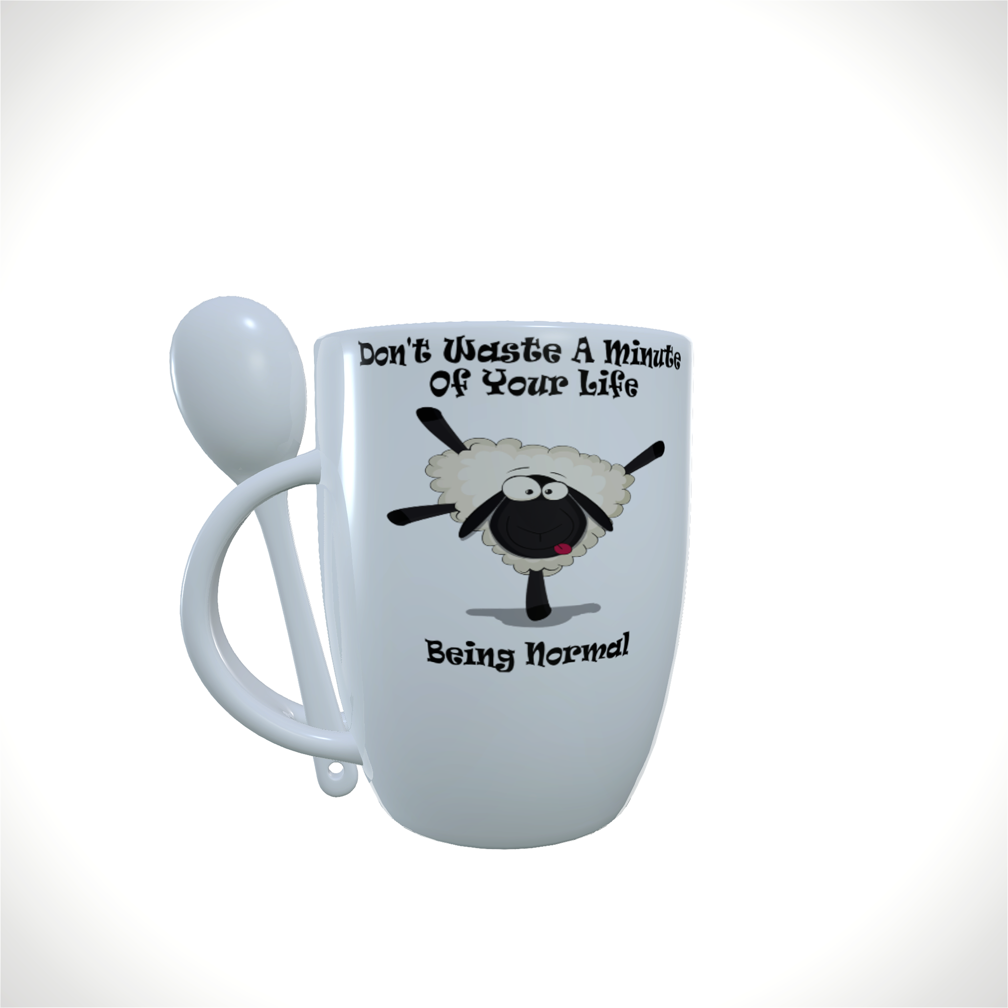 Sheep Mug and Spoon Set, Funny Sheep Mug, Hot Chocolate Mug